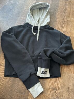 Nike Black and Gray Hoodie with Drawstring